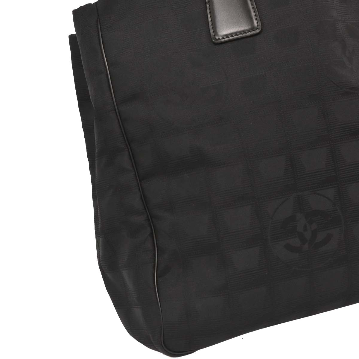 Chanel 2003-2004 Black Jacquard Nylon New Travel Line Tote Handbag