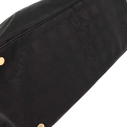 Chanel 2003-2004 Black Jacquard Nylon New Travel Line Tote Handbag