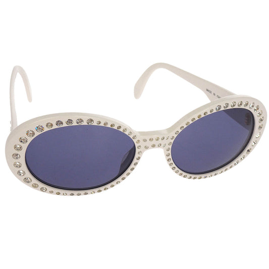 Chanel Sunglasses Eyewear Black White Rhinestone Small Good