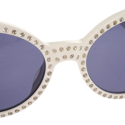 Chanel Sunglasses Eyewear Black White Rhinestone Small Good
