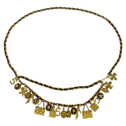 Chanel CC Icon Chain Belt Costume Pearl Gold Black 94A