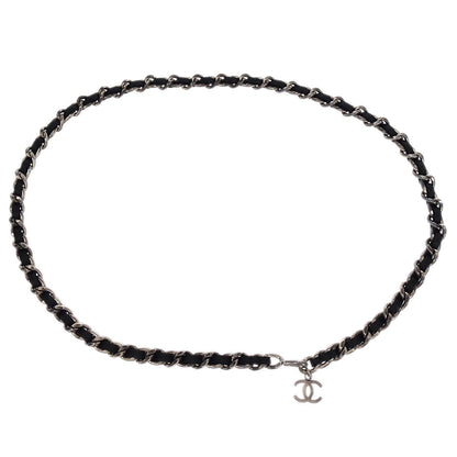 Chanel Silver Black CC Chain Belt 96P Small Good