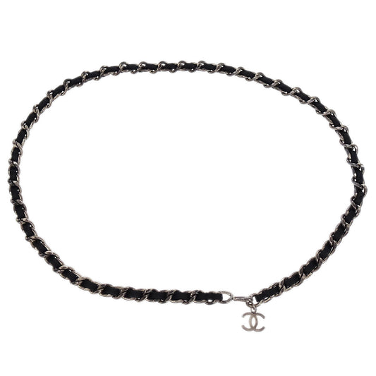 Chanel Silver Black CC Chain Belt 96P Small Good