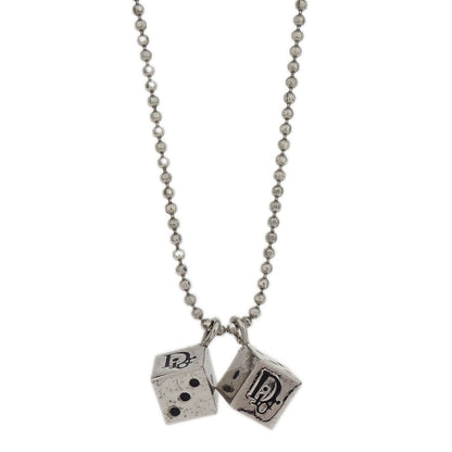 Christian Dior 2set Necklace Piercing Earrings Dice Silver