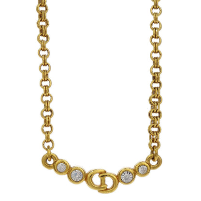 Christian Dior Necklace Pendant Gold Rhinestone