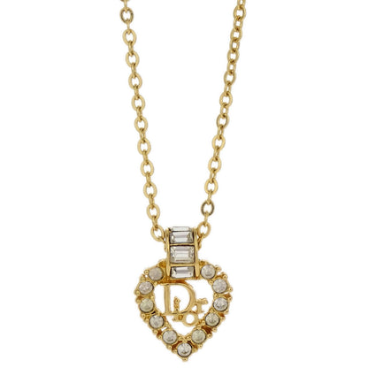 Christian Dior Necklace Pendant Gold Rhinestone
