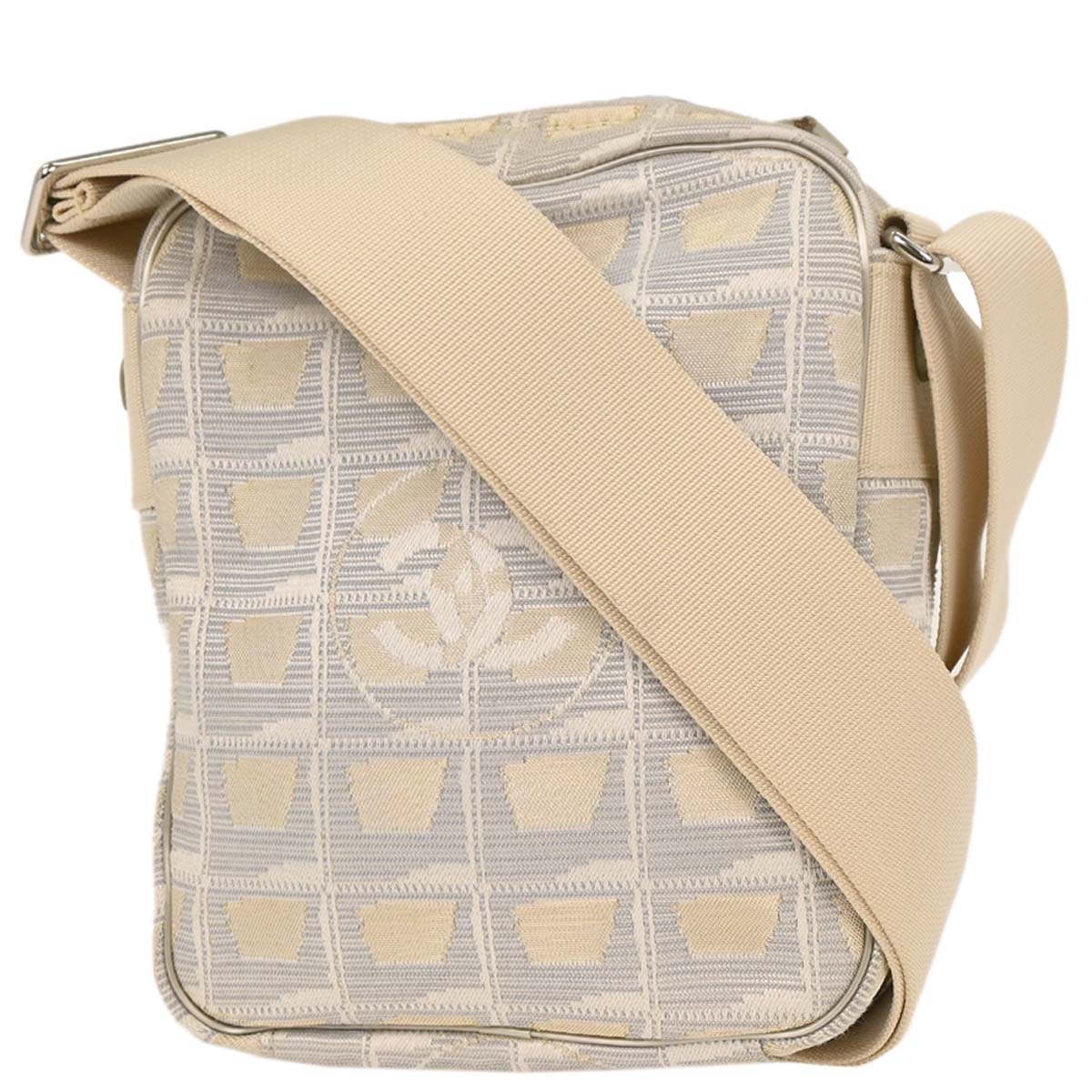 Chanel 2005-2006 White Jacquard Nylon New Travel Line Shoulder Bag