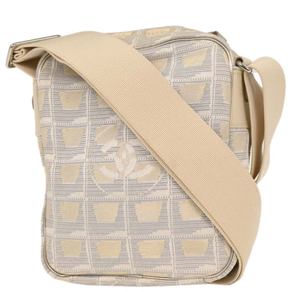 Chanel 2005-2006 White Jacquard Nylon New Travel Line Shoulder Bag