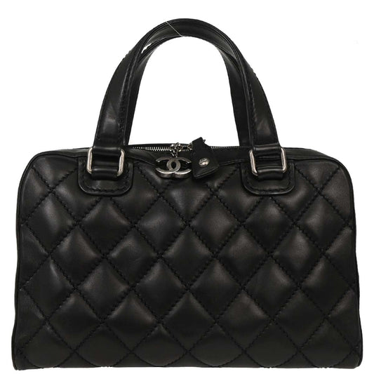 Chanel Black Calfskin Wild Stitch Top Handle Handbag