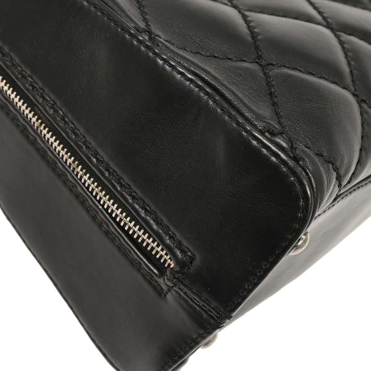 Chanel Black Calfskin Wild Stitch Top Handle Handbag