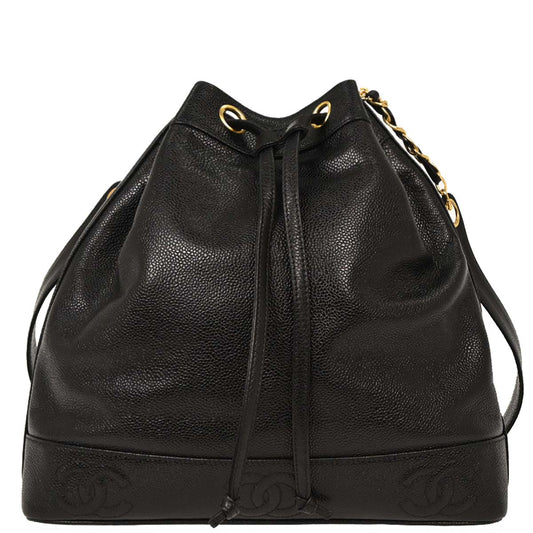 Chanel Black Caviar Triple CC Bucket Shoulder Bag