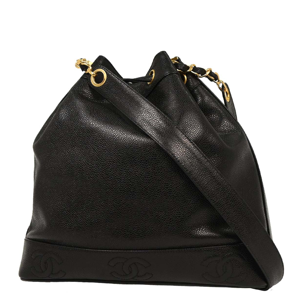 Chanel Black Caviar Triple CC Bucket Shoulder Bag