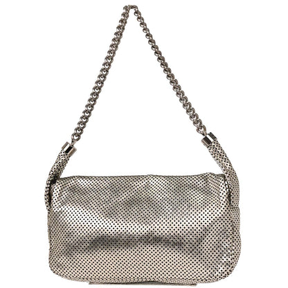 Chanel Silver Perforated Lambskin Handbag