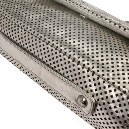 Chanel Silver Perforated Lambskin Handbag