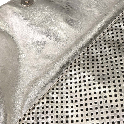 Chanel Silver Perforated Lambskin Handbag