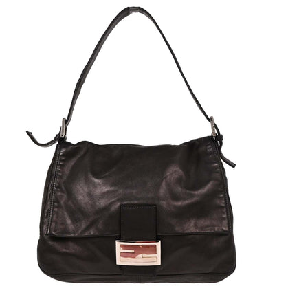 Fendi Black Lambskin Baguette Mamma Handbag