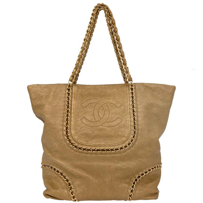 Chanel Gold Calfskin Luxury Line Tote Bag