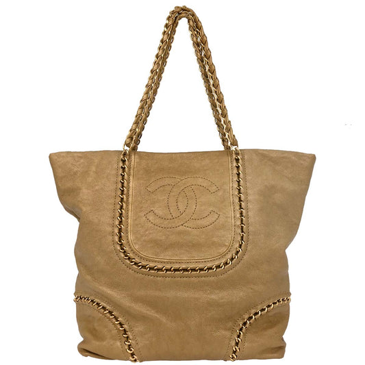 Chanel Gold Calfskin Luxury Line Tote Bag