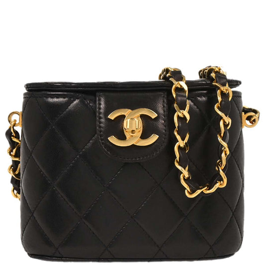 Chanel Black Lambskin Vanity Shoulder Bag