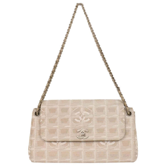 Chanel White Jacquard Nylon New Travel Line Shoulder Bag