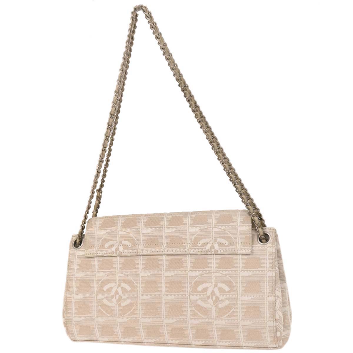 Chanel White Jacquard Nylon New Travel Line Shoulder Bag