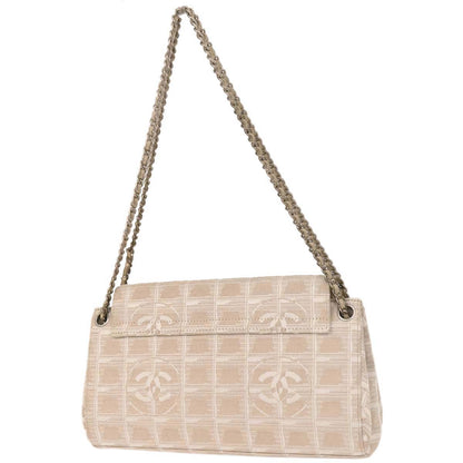 Chanel White Jacquard Nylon New Travel Line Shoulder Bag