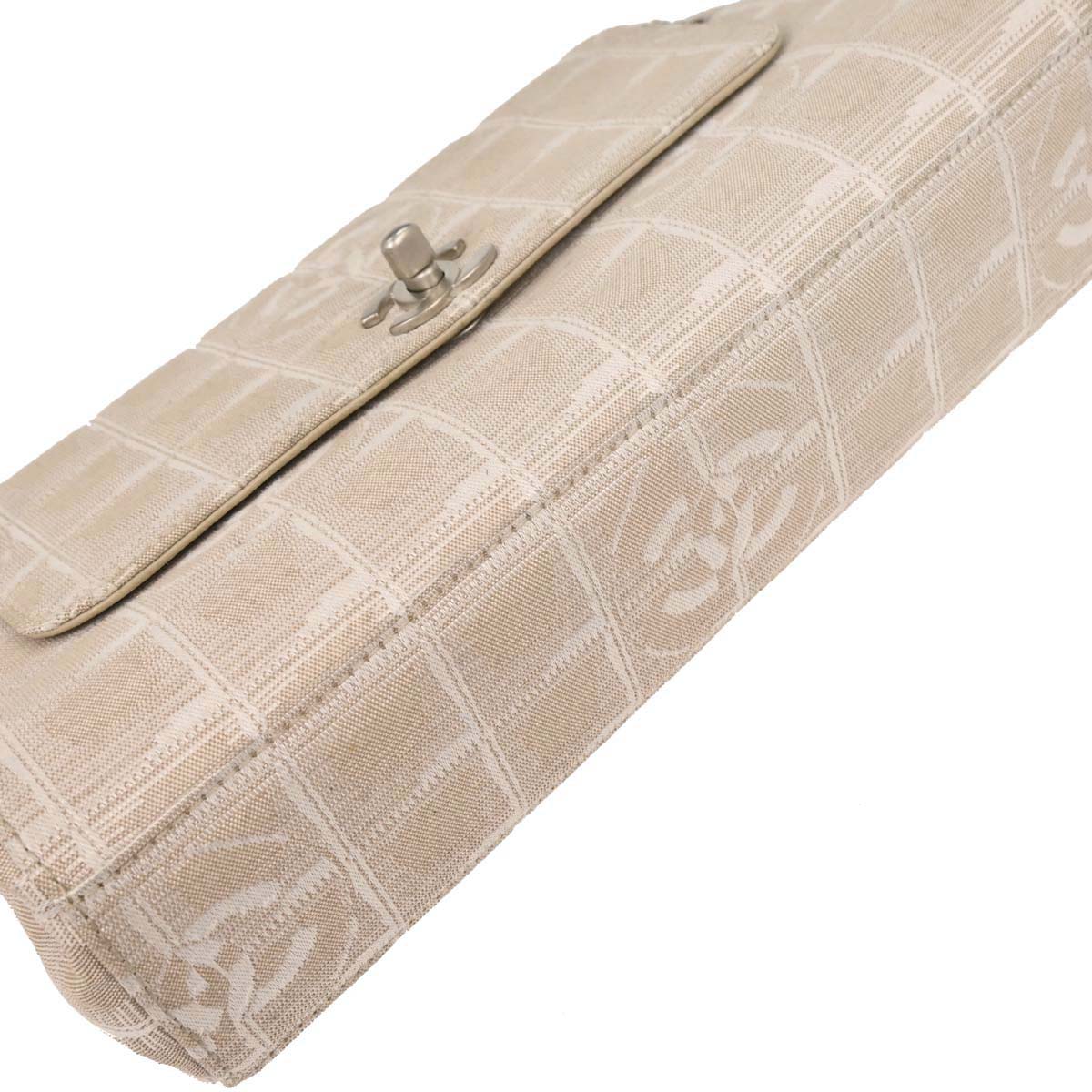 Chanel White Jacquard Nylon New Travel Line Shoulder Bag
