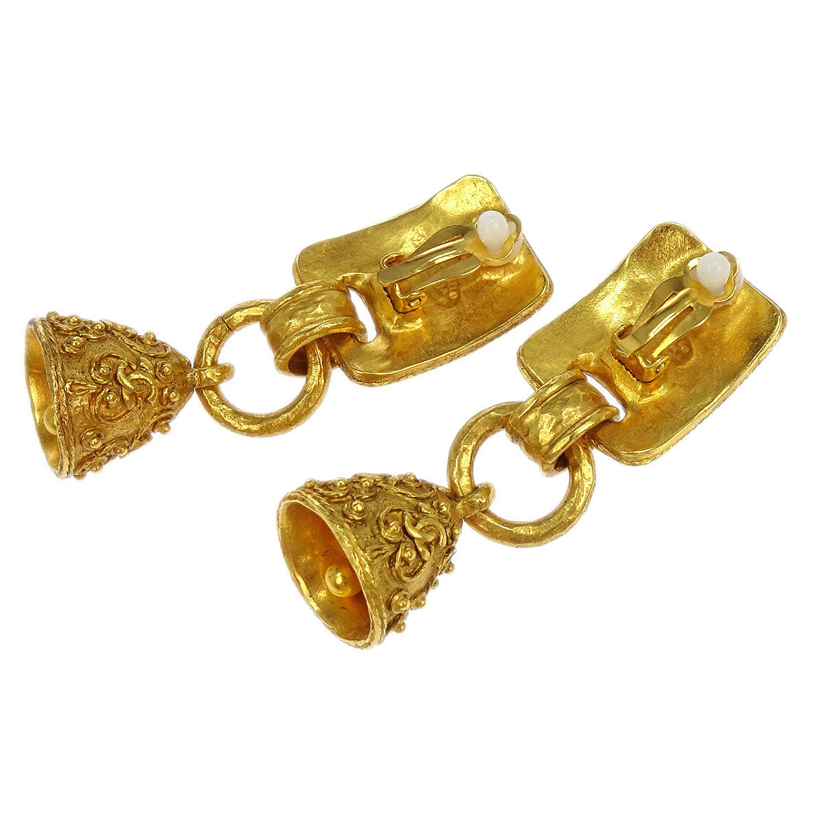 Chanel Bell Dangle Earrings Clip-On Gold 94A