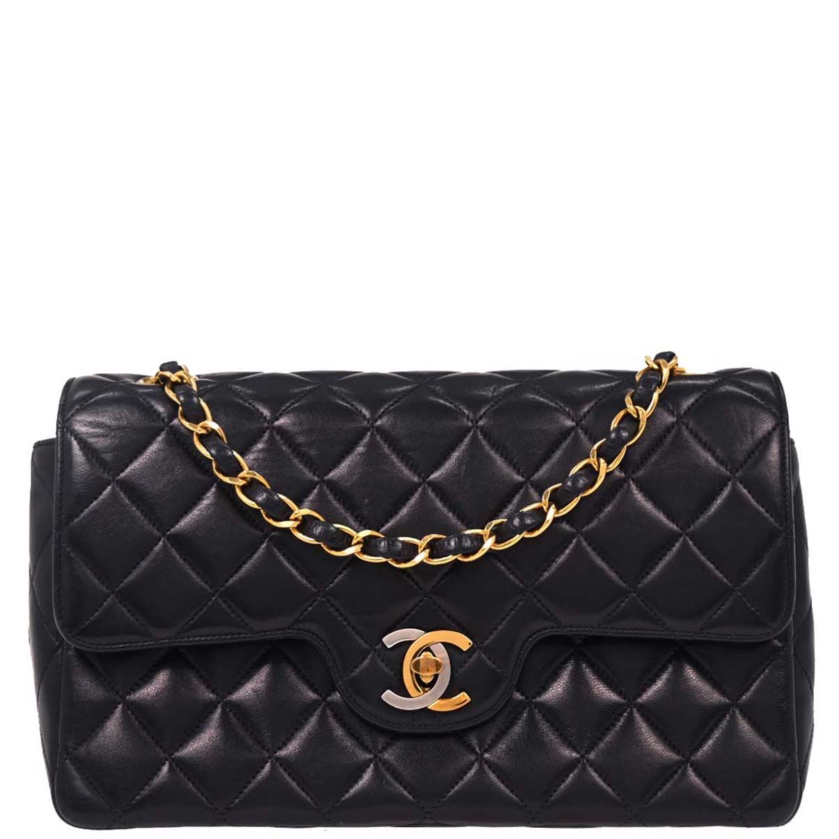 Chanel Navy Lambskin Paris Small Double Flap Shoulder Bag