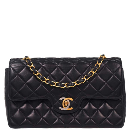 Chanel Navy Lambskin Paris Small Double Flap Shoulder Bag