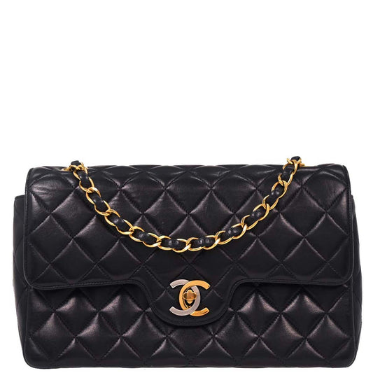 Chanel Navy Lambskin Paris Small Double Flap Shoulder Bag