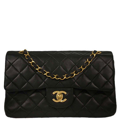 Chanel Black Lambskin Small Classic Double Flap Shoulder Bag