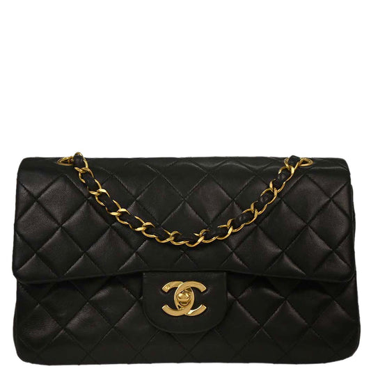 Chanel Black Lambskin Small Classic Double Flap Shoulder Bag