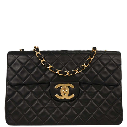 Chanel Black Lambskin Maxi Classic Flap Shoulder Bag