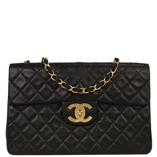 Chanel Black Lambskin Maxi Classic Flap Shoulder Bag