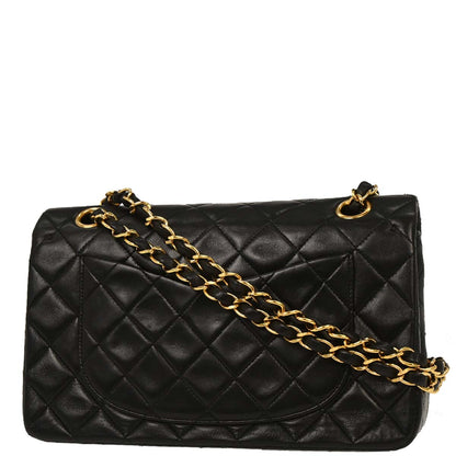 Chanel 1994-1996 Black Lambskin Small Classic Double Flap Shoulder Bag