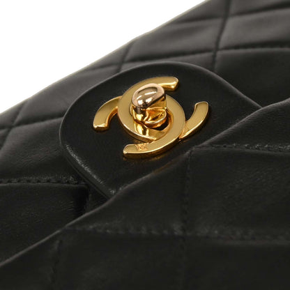 Chanel Black Lambskin Classic Square Flap Shoulder Bag
