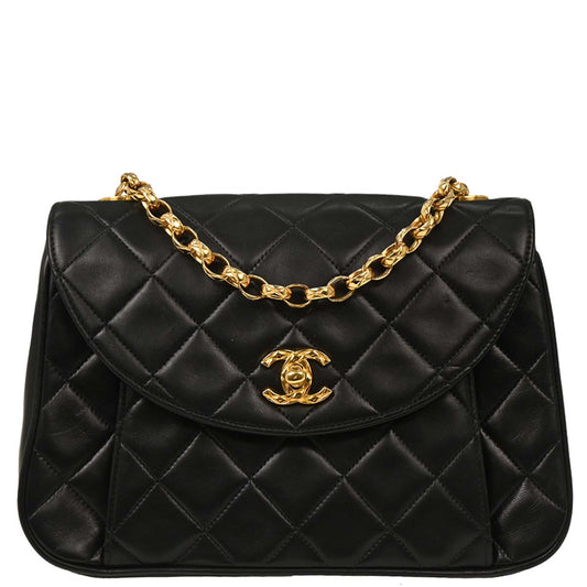 Chanel Black Lambskin Single Flap Shoulder Bag