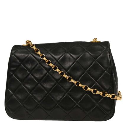 Chanel Black Lambskin Single Flap Shoulder Bag