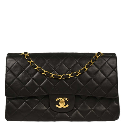 Chanel Black Lambskin Medium Classic Double Flap Shoulder Bag