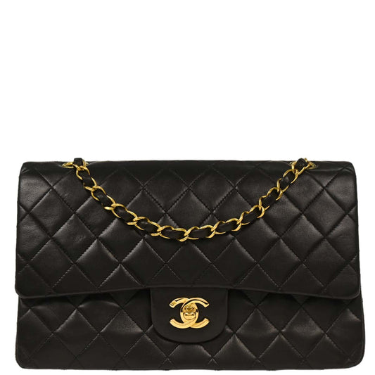 Chanel Black Lambskin Medium Classic Double Flap Shoulder Bag