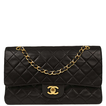 Chanel Black Lambskin Medium Classic Double Flap Shoulder Bag