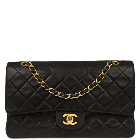Chanel Black Lambskin Medium Classic Double Flap Shoulder Bag