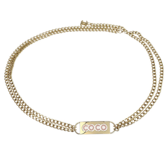 Chanel Rhinestone Chain Belt Gold 02P