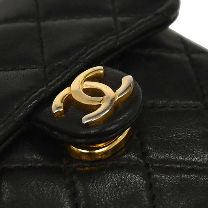 Chanel Black Lambskin Classic Flap Micro Chain Crossbody Bag Pouch