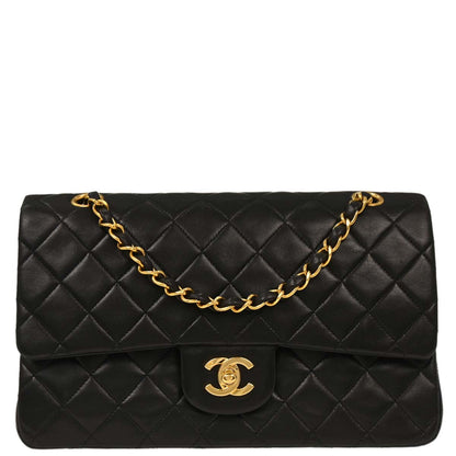 Chanel Black Lambskin Medium Classic Double Flap Shoulder Bag