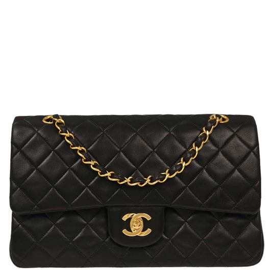 Chanel Black Lambskin Medium Classic Double Flap Shoulder Bag