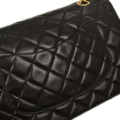 Chanel Black Lambskin Medium Classic Double Flap Shoulder Bag