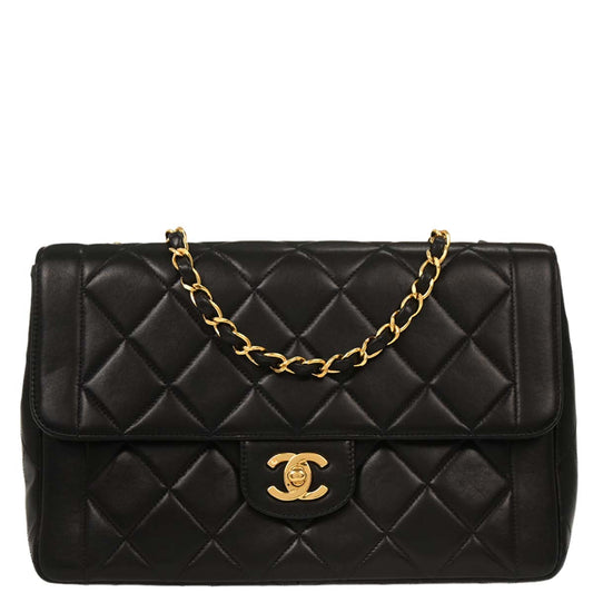 Chanel Black Lambskin Single Flap Shoulder Bag