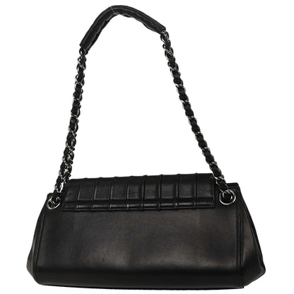 Chanel Black Lambskin Mademoiselle Accordion Flap Shoulder Bag